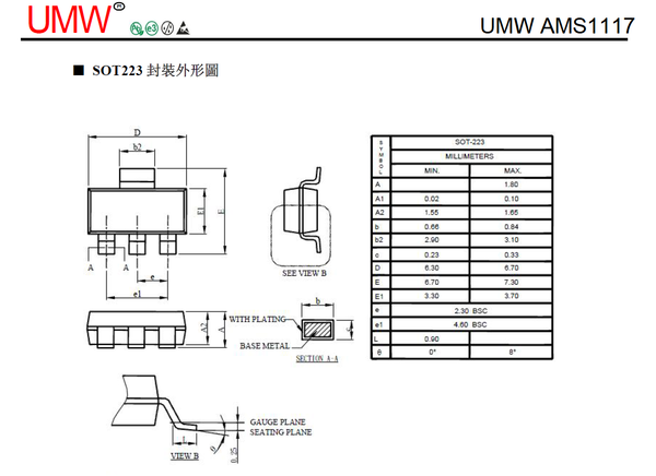 45 Stück AMS1117 3.3V Spannungsregler Low Drop SOT-223 (~LD1117 LM1117 TS1117)