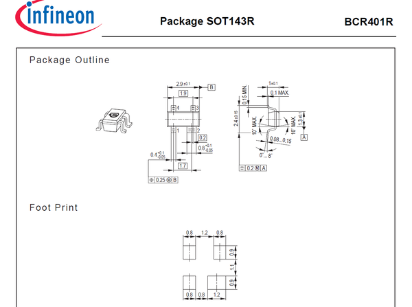 20x BCR401R (SOT143R) LED Treiber IC (18V 10-60mA) von INFINEON TECHNOLOGIES